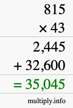 How to calculate 815 times 43 using long multiplication