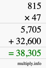 How to calculate 815 times 47 using long multiplication