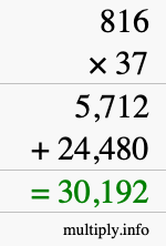 How to calculate 816 times 37 using long multiplication