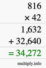 How to calculate 816 times 42 using long multiplication