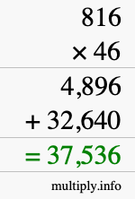 How to calculate 816 times 46 using long multiplication
