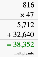How to calculate 816 times 47 using long multiplication