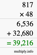 How to calculate 817 times 48 using long multiplication