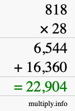 How to calculate 818 times 28 using long multiplication How to calculate 818 times 28 using long multiplication