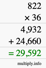 How to calculate 822 times 36 using long multiplication How to calculate 822 times 36 using long multiplication