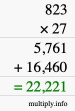 How to calculate 823 times 27 using long multiplication