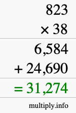 How to calculate 823 times 38 using long multiplication How to calculate 823 times 38 using long multiplication
