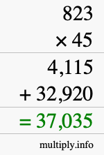 How to calculate 823 times 45 using long multiplication How to calculate 823 times 45 using long multiplication