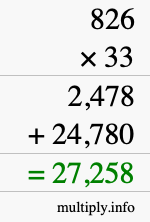 How to calculate 826 times 33 using long multiplication How to calculate 826 times 33 using long multiplication
