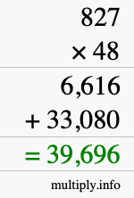 How to calculate 827 times 48 using long multiplication