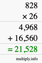 How to calculate 828 times 26 using long multiplication How to calculate 828 times 26 using long multiplication