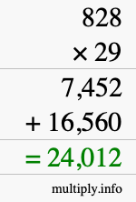 How to calculate 828 times 29 using long multiplication How to calculate 828 times 29 using long multiplication