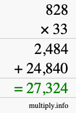 How to calculate 828 times 33 using long multiplication How to calculate 828 times 33 using long multiplication