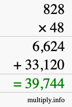 How to calculate 828 times 48 using long multiplication
