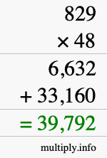 How to calculate 829 times 48 using long multiplication