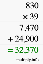 How to calculate 830 times 39 using long multiplication How to calculate 830 times 39 using long multiplication