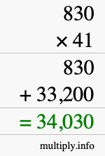 How to calculate 830 times 41 using long multiplication How to calculate 830 times 41 using long multiplication