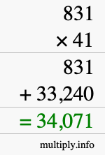 How to calculate 831 times 41 using long multiplication How to calculate 831 times 41 using long multiplication