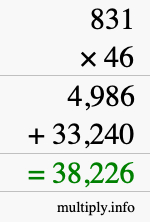 How to calculate 831 times 46 using long multiplication