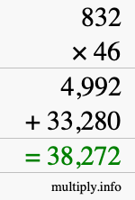 How to calculate 832 times 46 using long multiplication