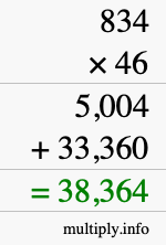 How to calculate 834 times 46 using long multiplication