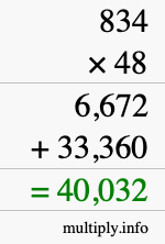 How to calculate 834 times 48 using long multiplication