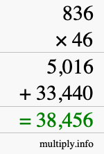 How to calculate 836 times 46 using long multiplication