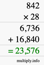 How to calculate 842 times 28 using long multiplication How to calculate 842 times 28 using long multiplication