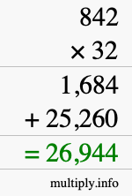 How to calculate 842 times 32 using long multiplication How to calculate 842 times 32 using long multiplication