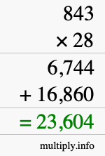 How to calculate 843 times 28 using long multiplication How to calculate 843 times 28 using long multiplication