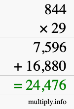 How to calculate 844 times 29 using long multiplication How to calculate 844 times 29 using long multiplication