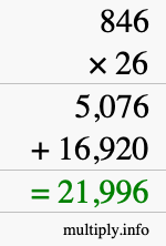 How to calculate 846 times 26 using long multiplication
