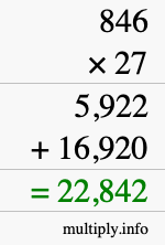 How to calculate 846 times 27 using long multiplication