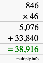 How to calculate 846 times 46 using long multiplication