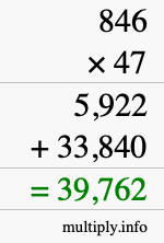 How to calculate 846 times 47 using long multiplication
