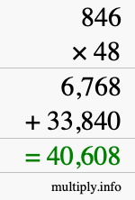 How to calculate 846 times 48 using long multiplication