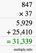 How to calculate 847 times 37 using long multiplication How to calculate 847 times 37 using long multiplication