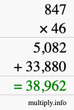 How to calculate 847 times 46 using long multiplication