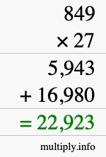 How to calculate 849 times 27 using long multiplication