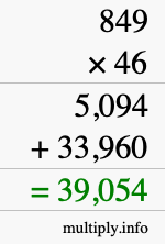 How to calculate 849 times 46 using long multiplication