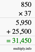 How to calculate 850 times 37 using long multiplication How to calculate 850 times 37 using long multiplication