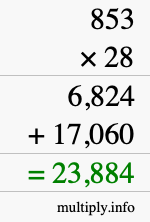 How to calculate 853 times 28 using long multiplication How to calculate 853 times 28 using long multiplication