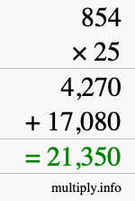 How to calculate 854 times 25 using long multiplication
