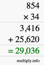How to calculate 854 times 34 using long multiplication