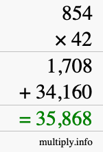 How to calculate 854 times 42 using long multiplication