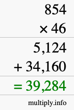 How to calculate 854 times 46 using long multiplication