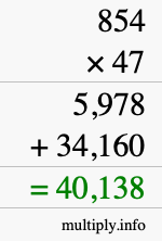 How to calculate 854 times 47 using long multiplication