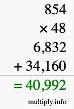 How to calculate 854 times 48 using long multiplication