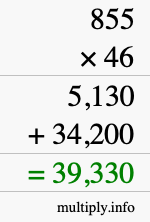 How to calculate 855 times 46 using long multiplication