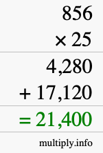 How to calculate 856 times 25 using long multiplication
